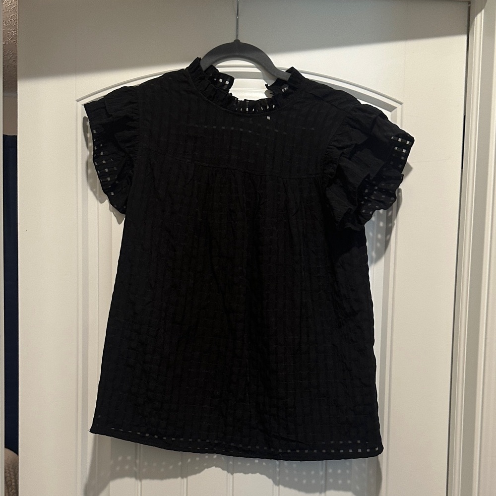 Black Ruffled Sleeve Blouse